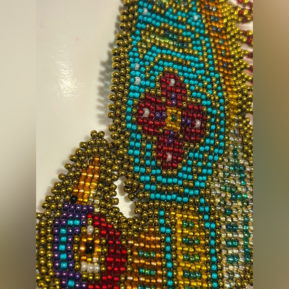 Rare Vintage Tribal Beaded Necklace, Silk Road Bird Collar, Boho Jewelry - Picture 4 of 6